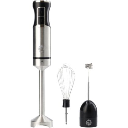 MasterChef Immersion Blender Handheld with Electric Whisk & Milk Frother Attachments