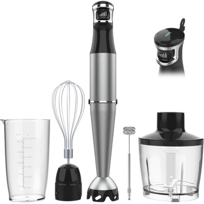 Turelar 1100-Watt Handheld Immersion Blender & 5-in-1 Hand Blender Set - Black