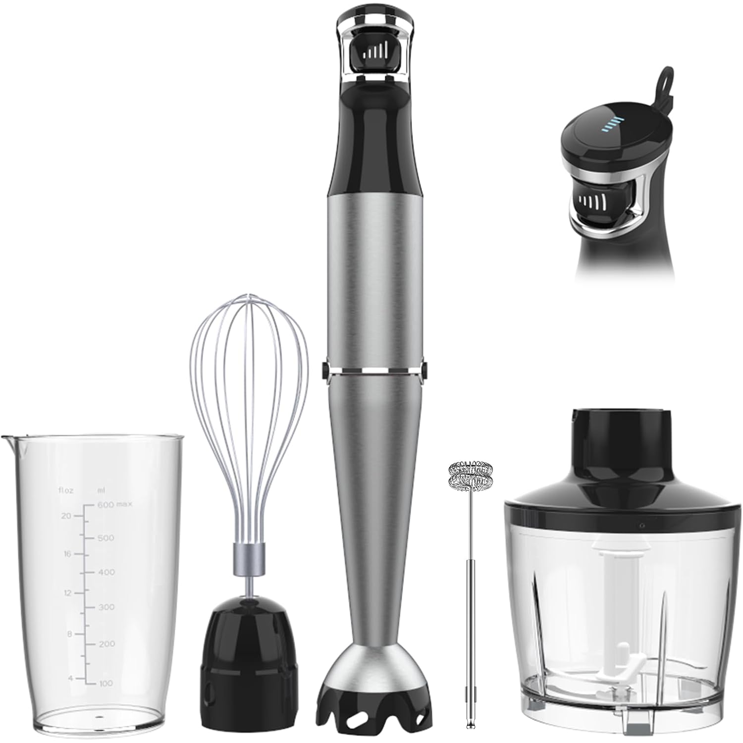 Turelar 1100-Watt Handheld Immersion Blender & 5-in-1 Hand Blender Set - Black