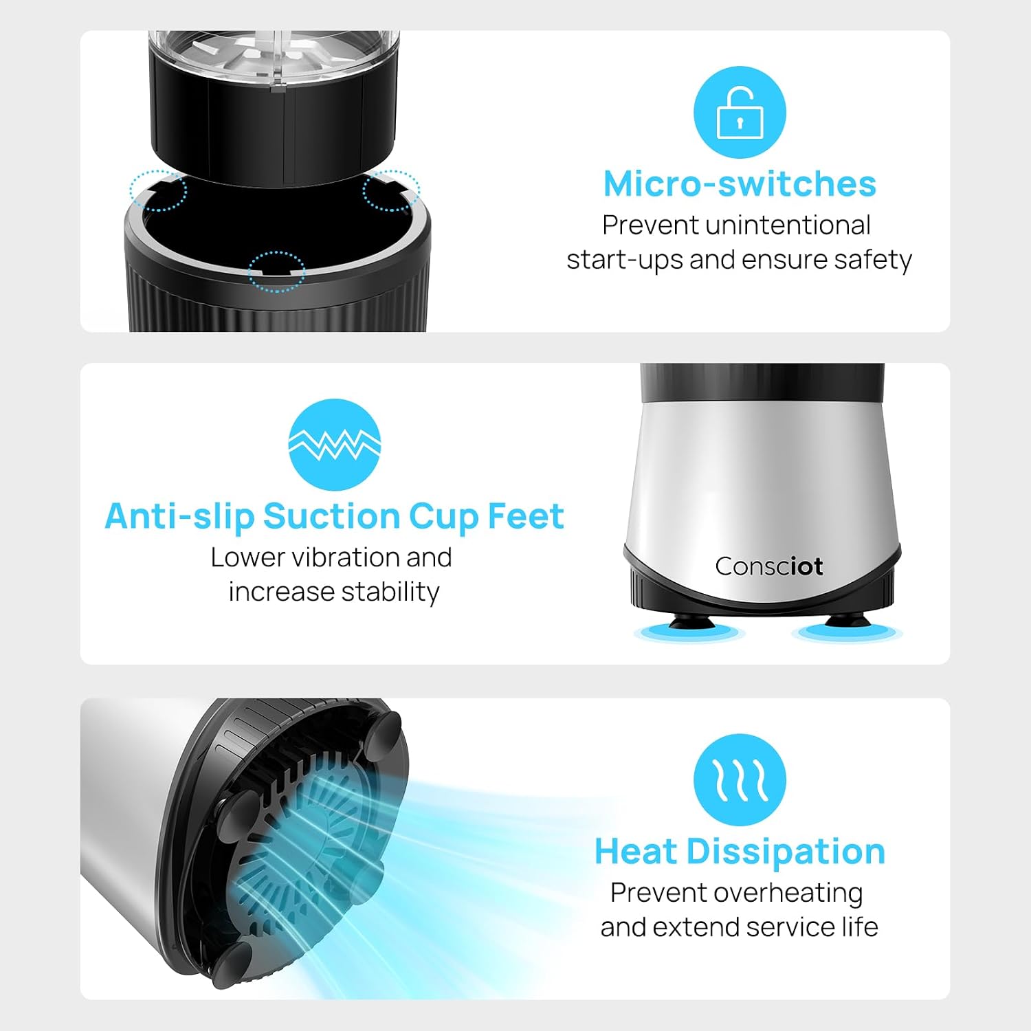 Consciot 11-Piece Blender for Kitchen and Personal Size, 900 Peak Watts - Image 6