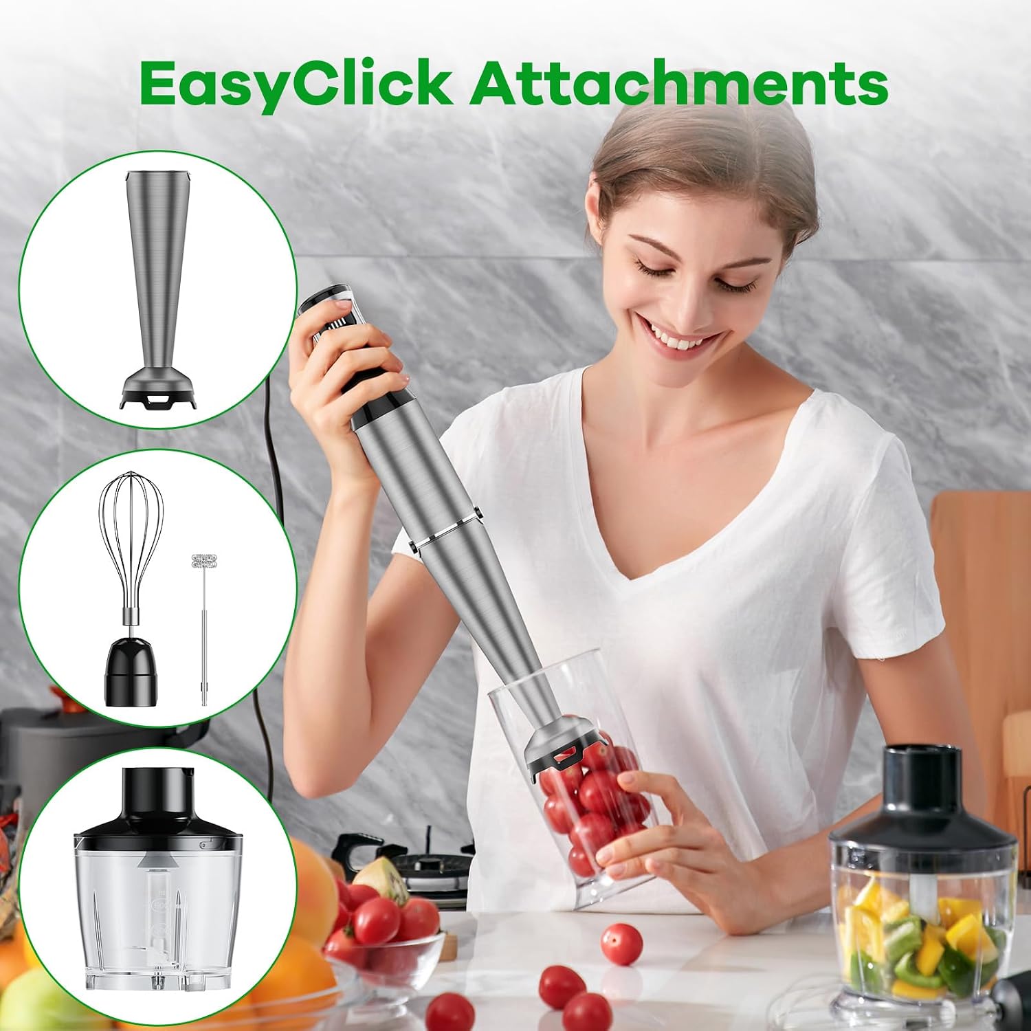 Turelar 1100-Watt Handheld Immersion Blender & 5-in-1 Hand Blender Set - Black - Image 5