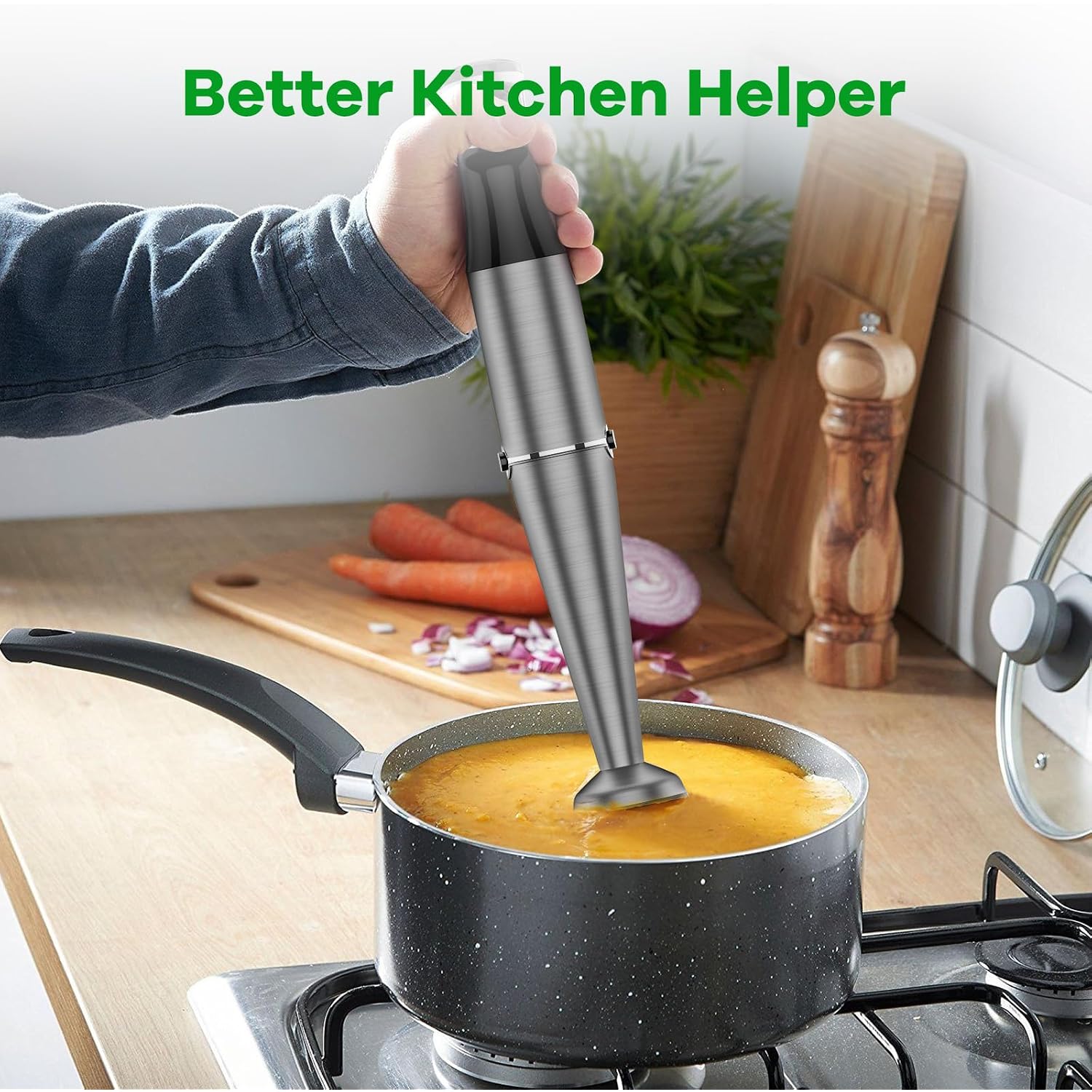 Turelar 1100-Watt Handheld Immersion Blender & 5-in-1 Hand Blender Set - Black - Image 8