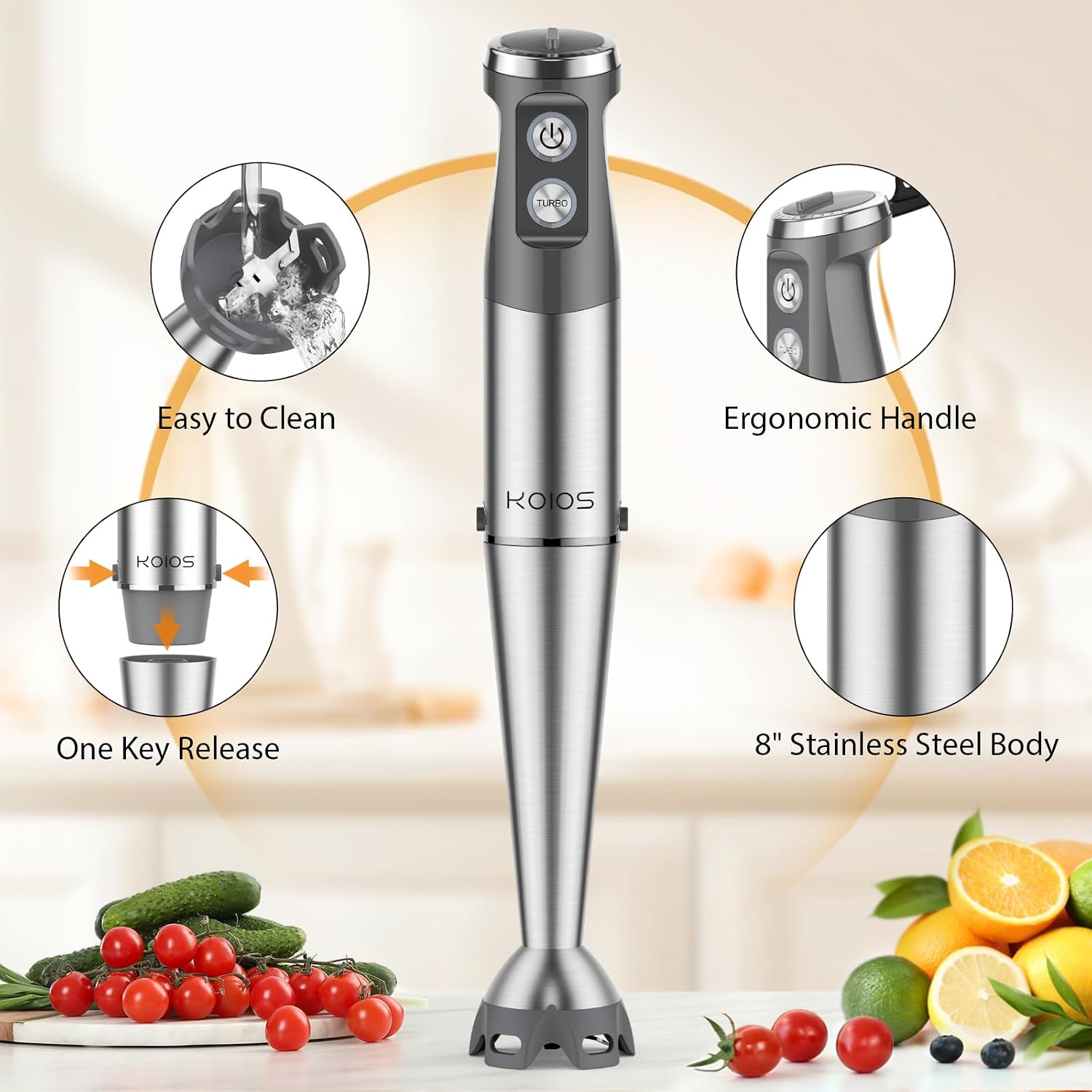 KOIOS Immersion Blender, 1000W Anti-scratch 3-in-1 Hand Blender - Image 7