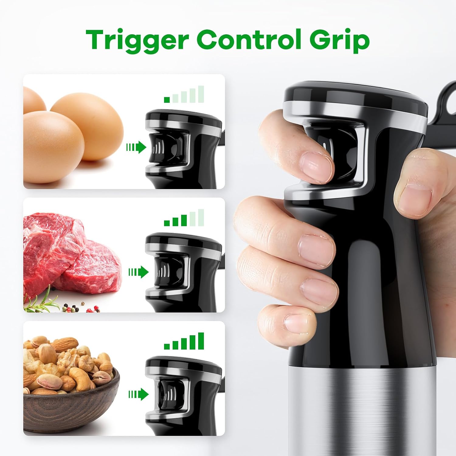 Turelar 1100-Watt Handheld Immersion Blender & 5-in-1 Hand Blender Set - Black - Image 4