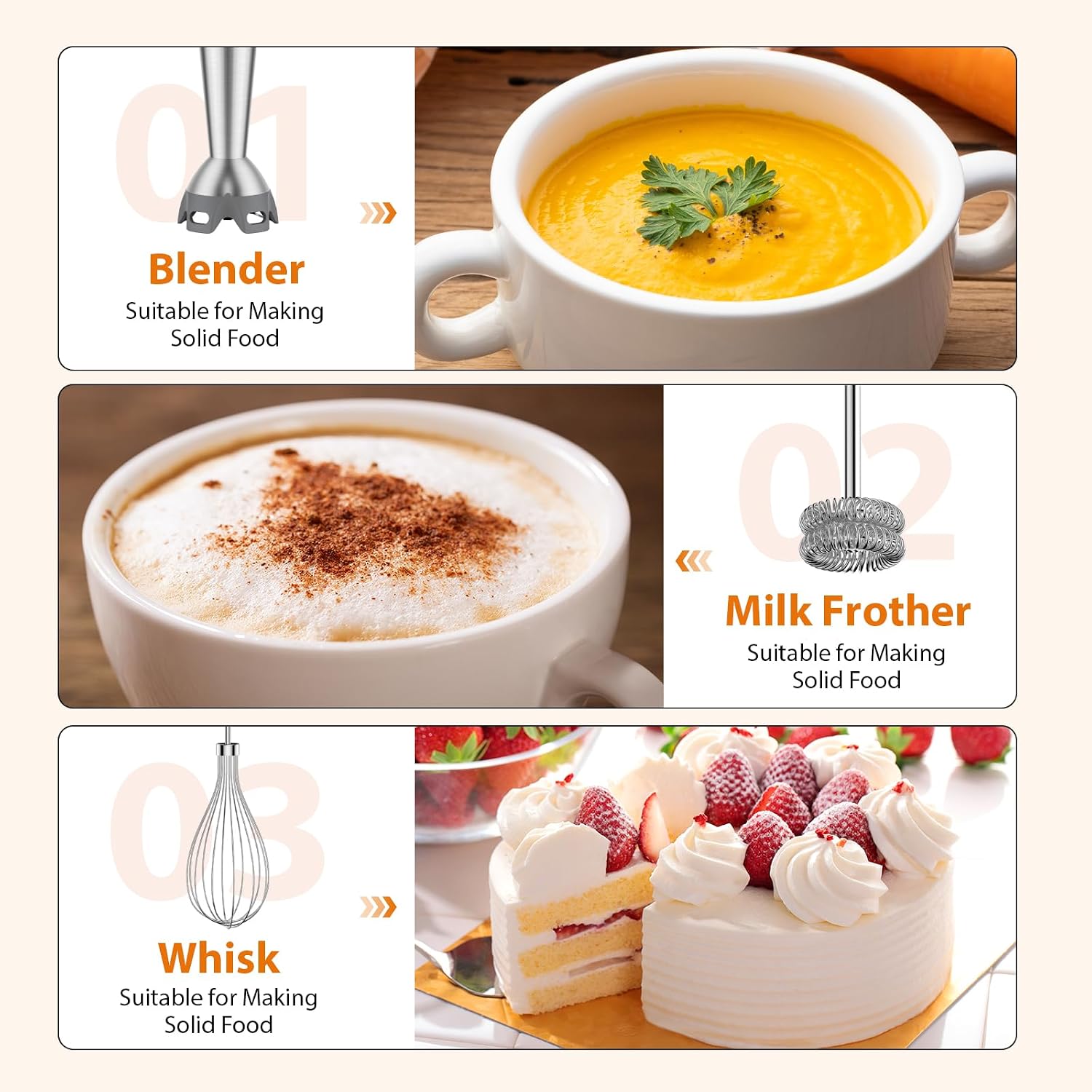 KOIOS Immersion Blender, 1000W Anti-scratch 3-in-1 Hand Blender - Image 6